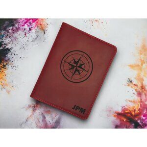 PERSONALIZED Leather Travel Wallet Custom Passport Holder Crazy Horse Leather